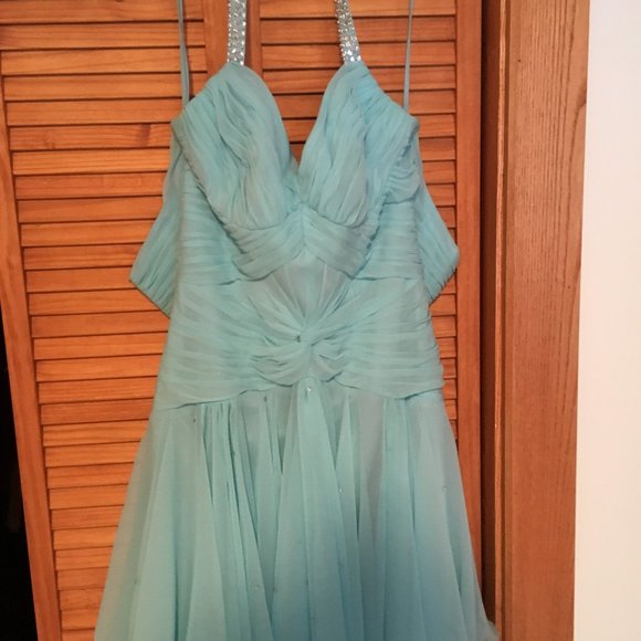 Ice Blue Formal Short Prom Dress - Picture 1 of 5